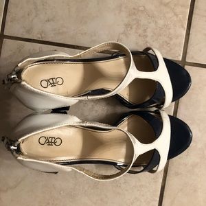 Cato's size 9 heels. White and blue..